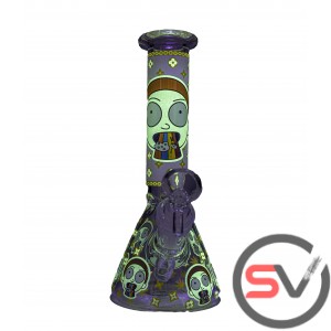 RAINBOW TOUNGE GLASS BEAKER With ICE CATCHER 8inch (GLOW IN DARK)